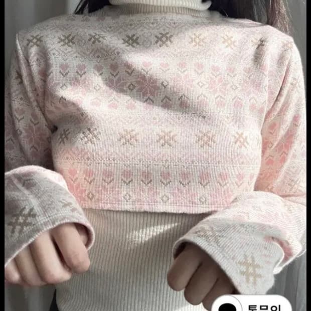 동은 스노우 러브 자카드 스웨터 핑크 2