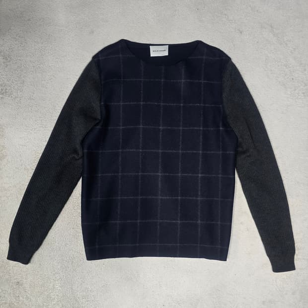 Solid Homme 투톤 체크 패턴 니트 95