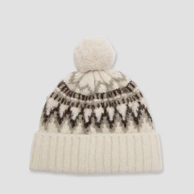 로라로라 POMPOM KNIT BEANIE IVORY