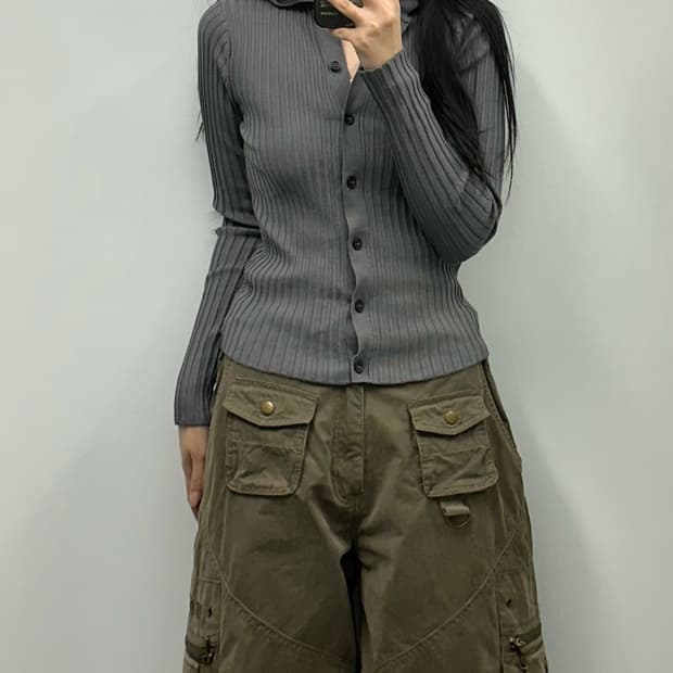 자라 차콜 니트 버튼 가디건 