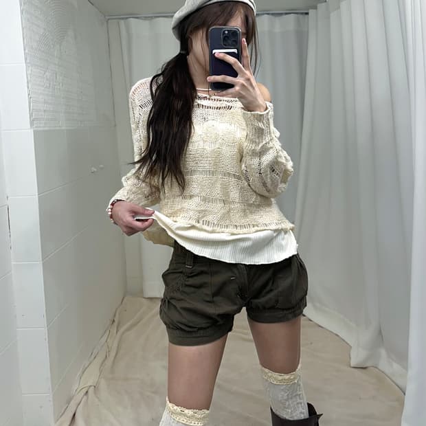 빈티지 니혼진 카키 펌킨팬츠 코디세트