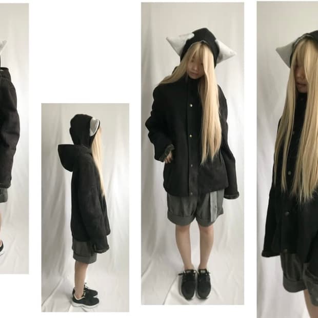 택포)Charcoal thick washing hooded mustang