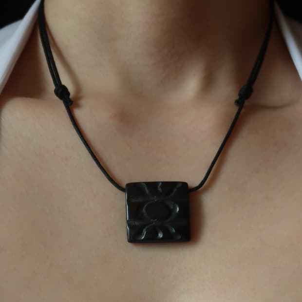 black square necklace