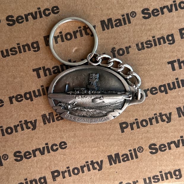 90s vtg USS Ronald Reagan Keyring