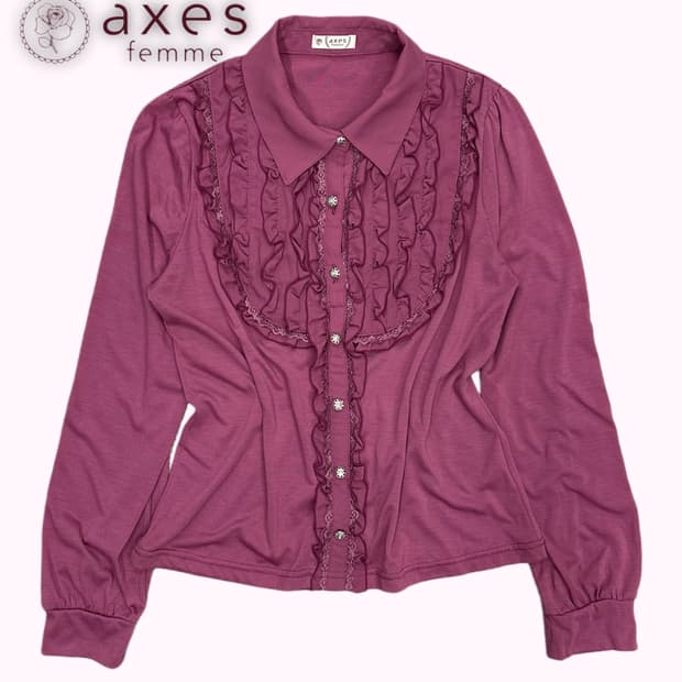purple frill lace blouse