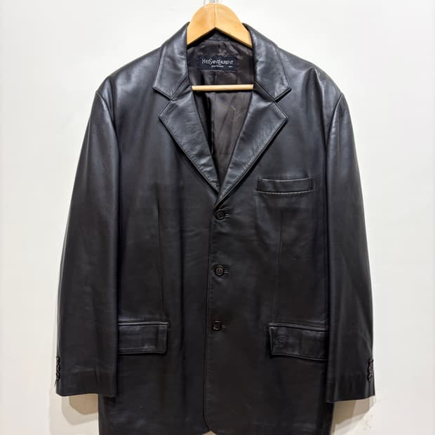 90's 입생로랑 램스킨 레더 블레이저 자켓