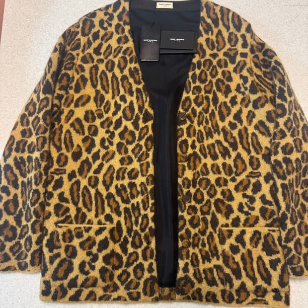 생로랑 레오파드 모헤어 가디건 M