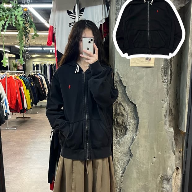 폴로 랄프로렌 후드집업 블랙 L #csz1938
