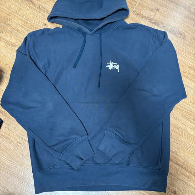 스투시 베이직 스투시 후드 네이비