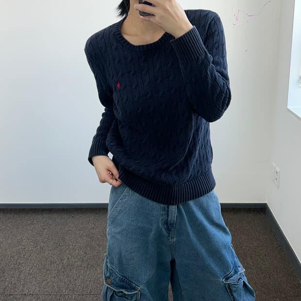 Polo 폴로 레드포니 네이비 케이블 니트