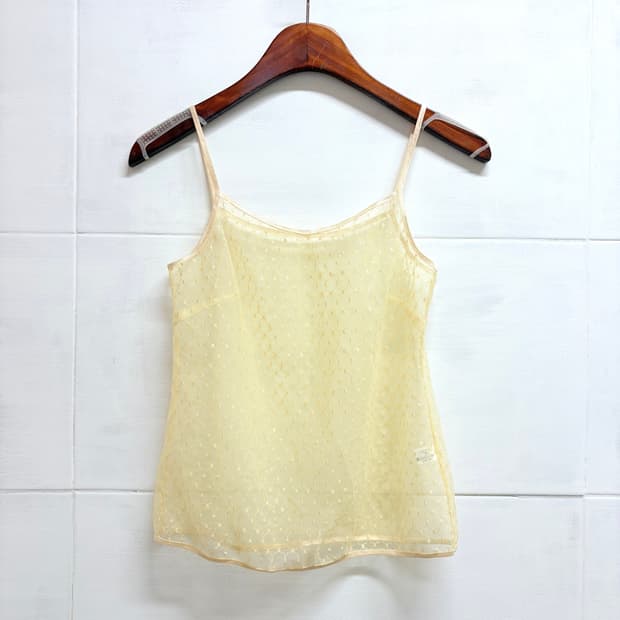 puccele 시스루 자수 슬리브리스 뷔스티에 탑 JPN 