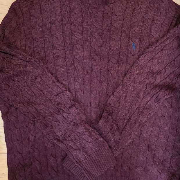 [XXL] 폴로 케이블 꽈배기 버건디 자주색 니트 신형