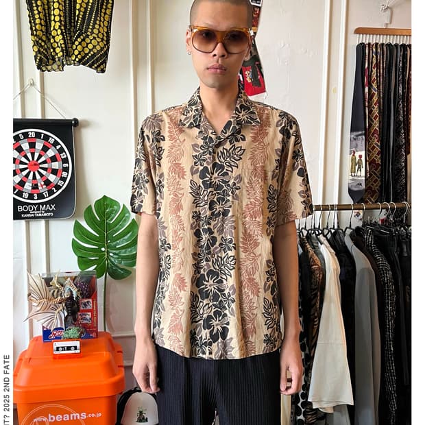 Jpn Vintage Linen Mixed 1/2 Etgnic Shirt