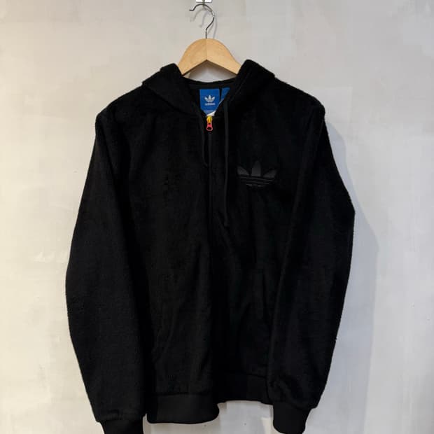 아디다스 블랙 플리스 후드집업