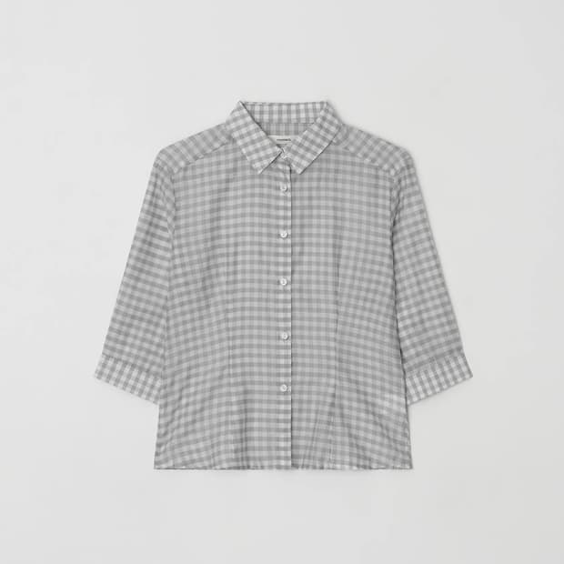 윤슬 윤슬샵 elina check slim shirt sheer grey