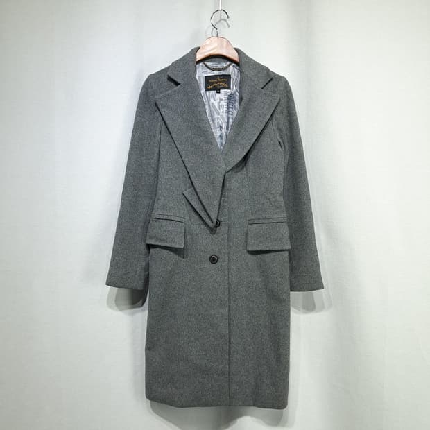 CN898 M 비비안웨스트우드 Anglomania 그레이 울 롱 코트