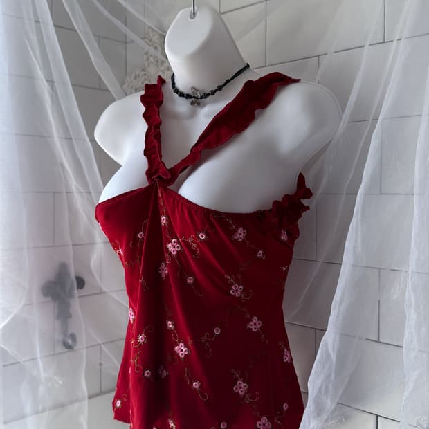 Floral Embroidered Holterneck Top 0302