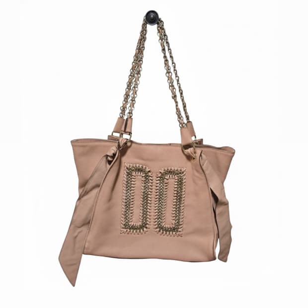 DAKS DD 로고 피치살구 스터드 도트백