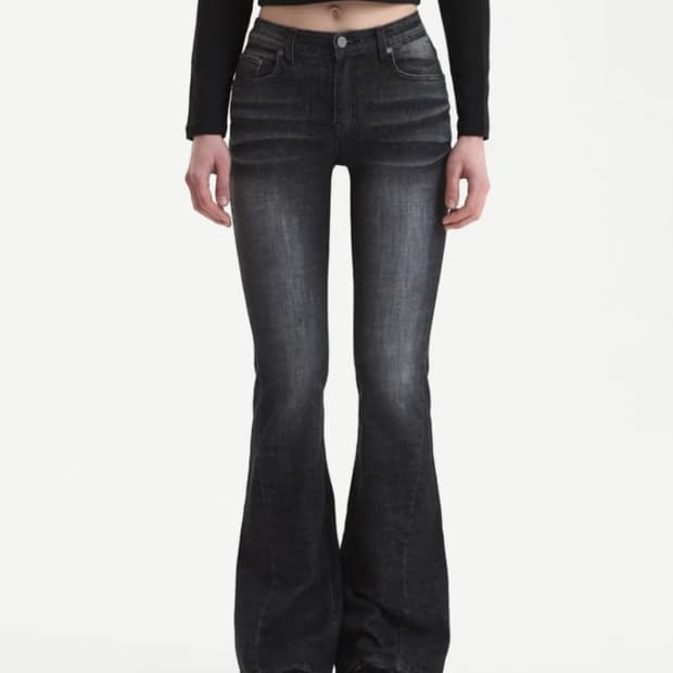 시너진 102 CAT WASHING MID-RISE JEANS BLACK