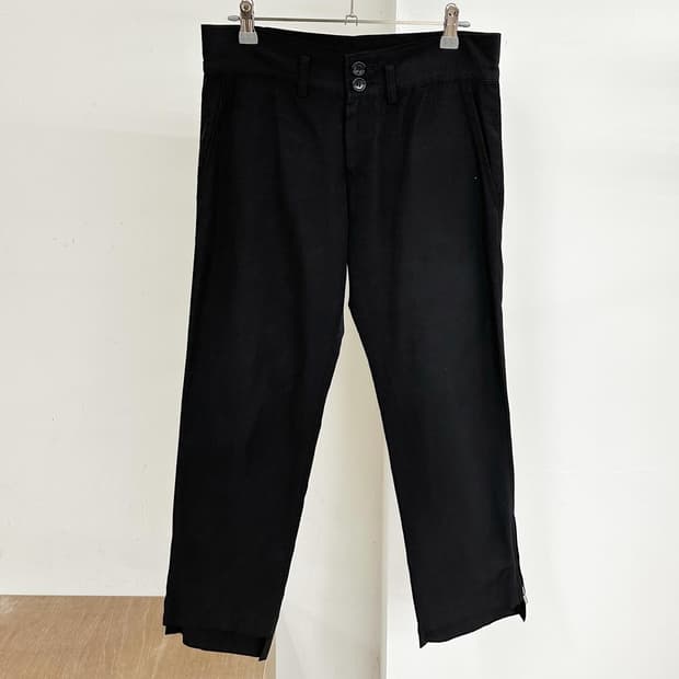 요지야마모토 블랙 투버튼 레이온 팬츠 