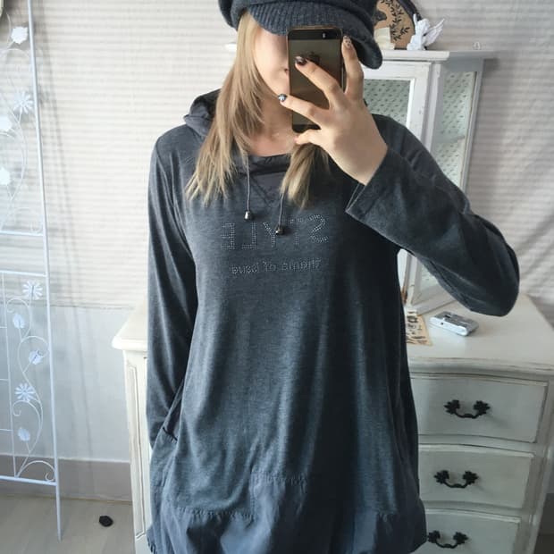 일본빈티지 차콜 Y2K 포켓 롱 슬리브