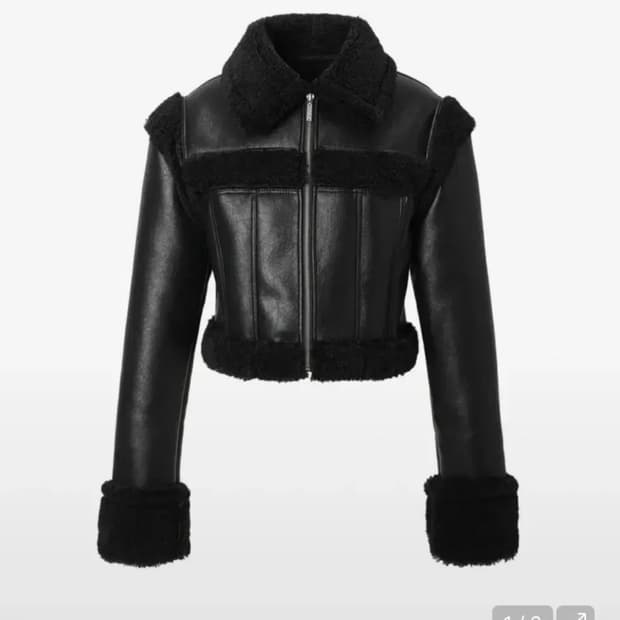 카키포인트 스티치 퍼 무스탕 블랙