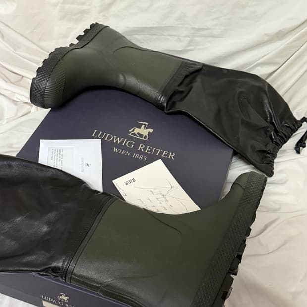 리에르 레더 탑 레인부츠