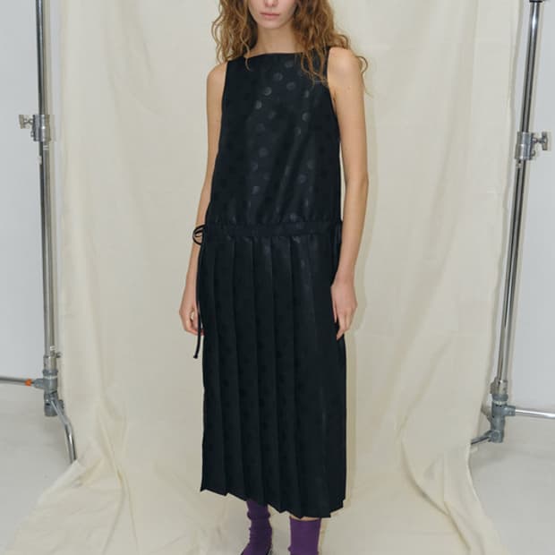 BIG DOT PLEATED MAXI DRESS