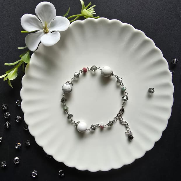 엔틱 백송석 핸드메이드 팔찌