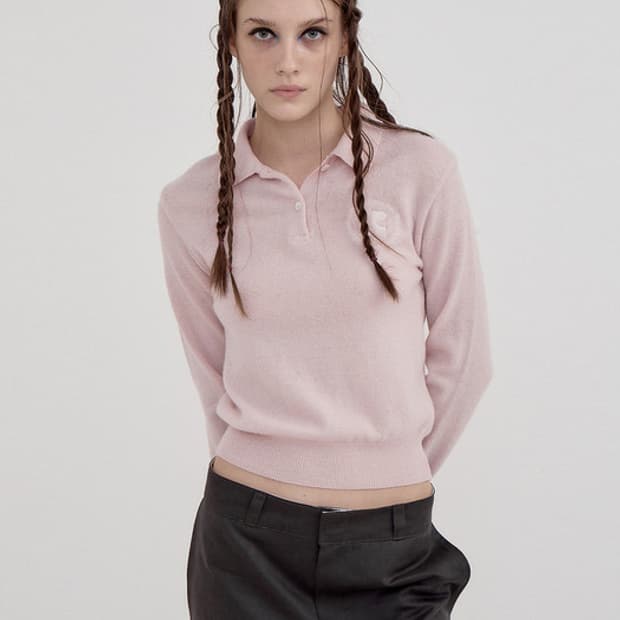 Rest & Recreation 레스트앤레크레이션 핑크 카라 니트