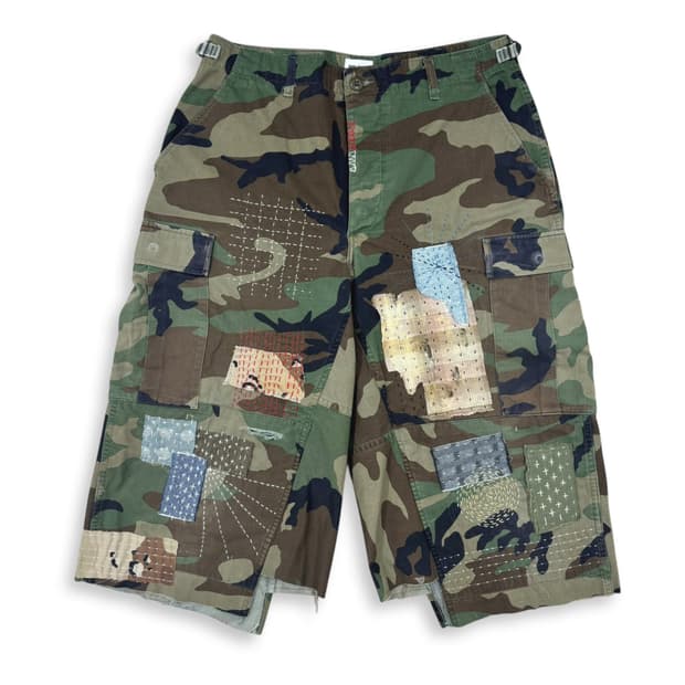 BDU Distressed Boro Sashiko Bermuda