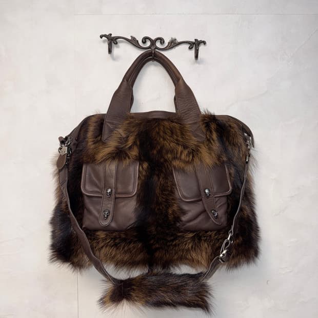 THOMAS WYLDE brown coyote fur skull bag