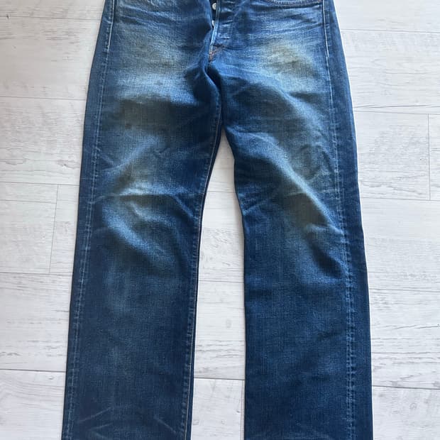 RRL 기빈스 워싱 빈티지 파이브 포켓 데님 진 32x32