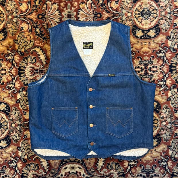 80s~90s 빈티지 랭글러 데님 쉐르파 베스트 "XL" (431)