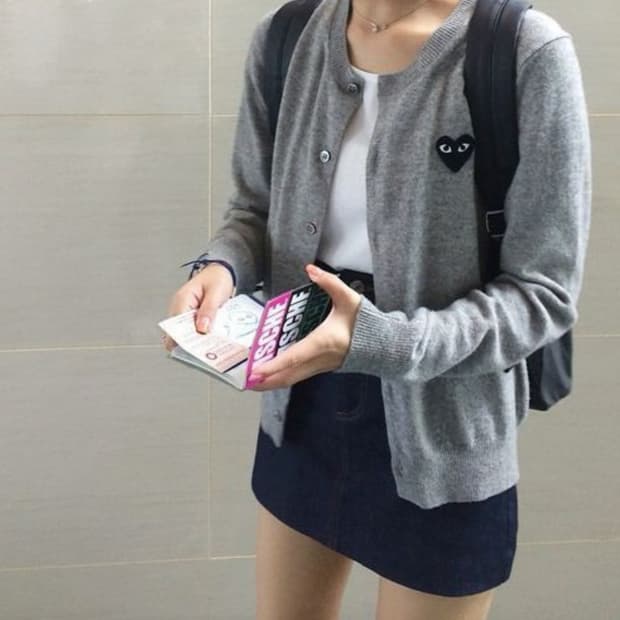 꼼데가르송 여성 그레이 가디건m