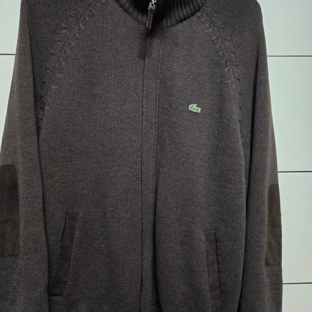 라코스테 남성 브라운 모 니트 집업