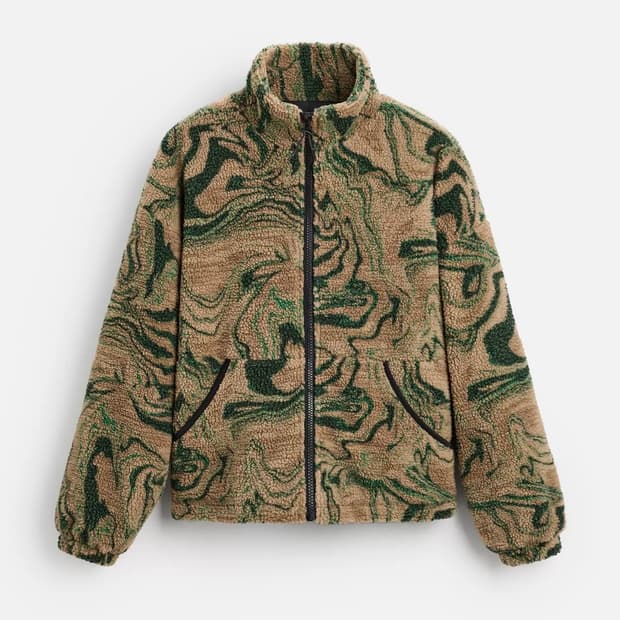 자라 페이크 시어링 자카드 점퍼 미디움그린 M사이즈