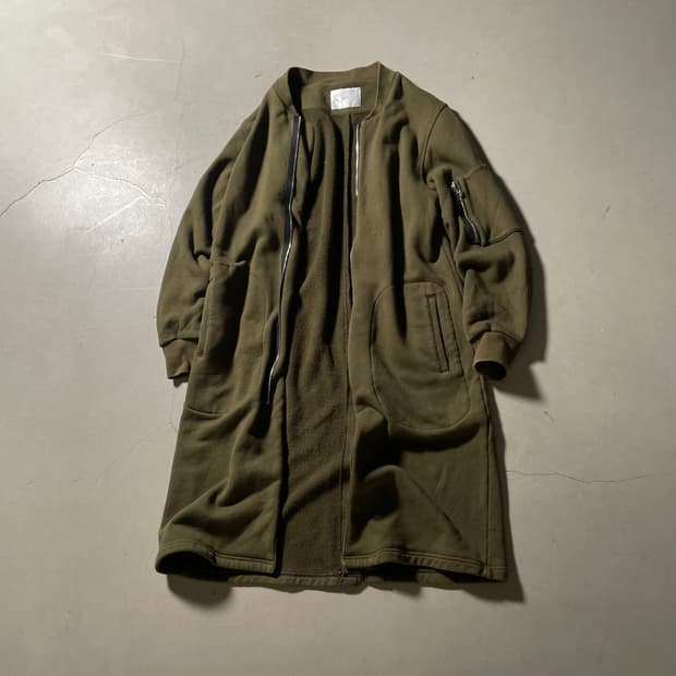 지에다 Long Zip Fleece Coat