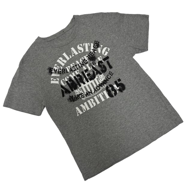 타이포그래피 헤더 그레이 반팔 티셔츠