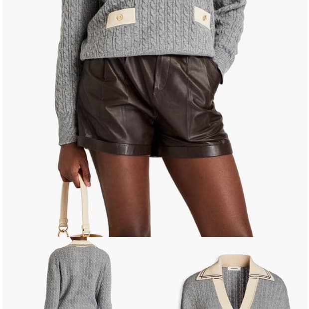 산드로 캐시미어 울 혼방 케이블 콘트라스트 칼라 가디건 1