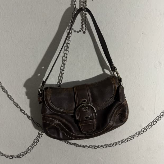 vtg 코치 레더 바게트 숄더백