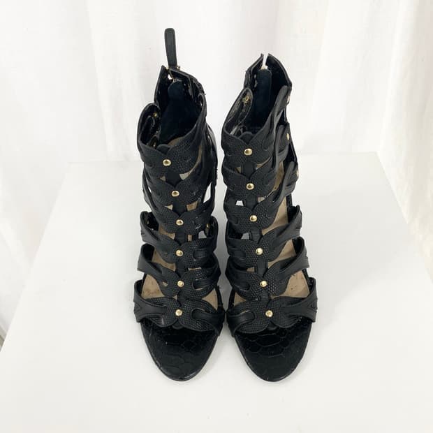 GUESS Black Strap Studded Wedge heels