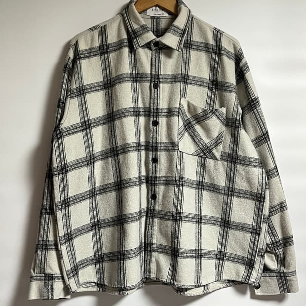 ETHOS 에토스 오버핏 크롭 체크 셔츠 남방 2XL