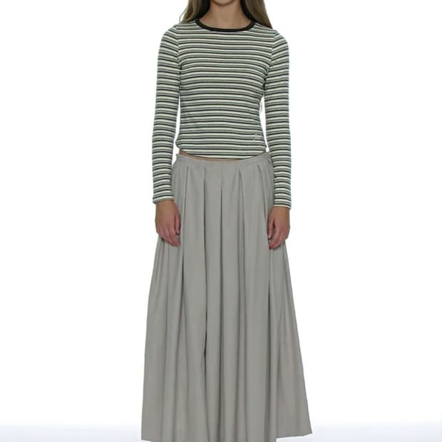 파르티멘토 송이송이 컷 오프 게더링 플리츠 맥시 스커트_ 에크루 (새상품