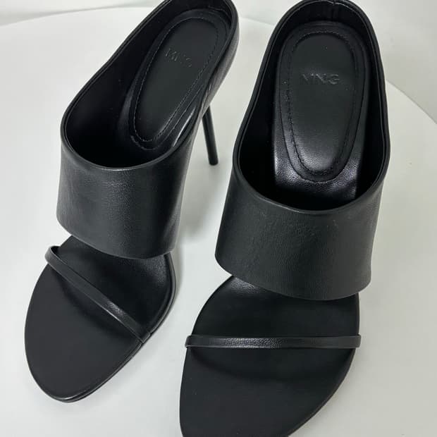 망고 가죽 스트랩 힐 샌들 새상품