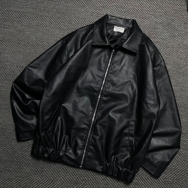 빈티지 미니멀 가죽 레더 싱글 자켓y 5317