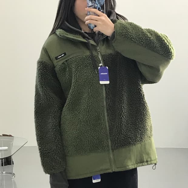 니코앤드 카키 후리스 집업