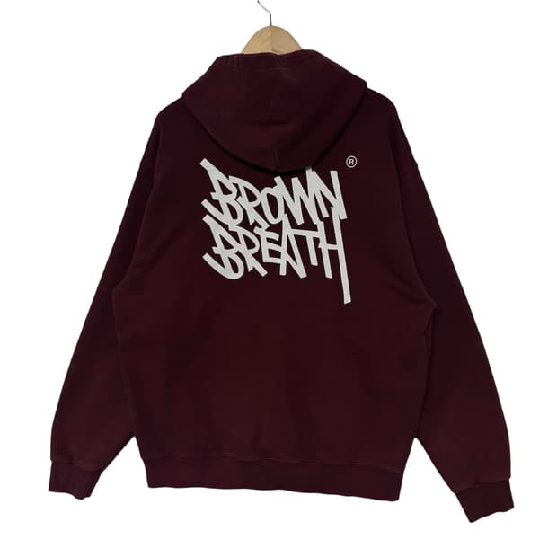 브라운브레스 로고 후드티 버건디