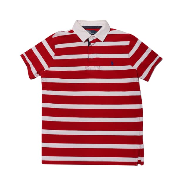 POLO RALPH LAUREN 커스텀핏 레드 단가라 카라티 size L