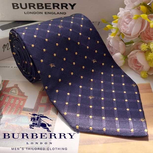 버버리 실크 도트 기마사 자수 넥타이 9.7cm A+등급 K2314